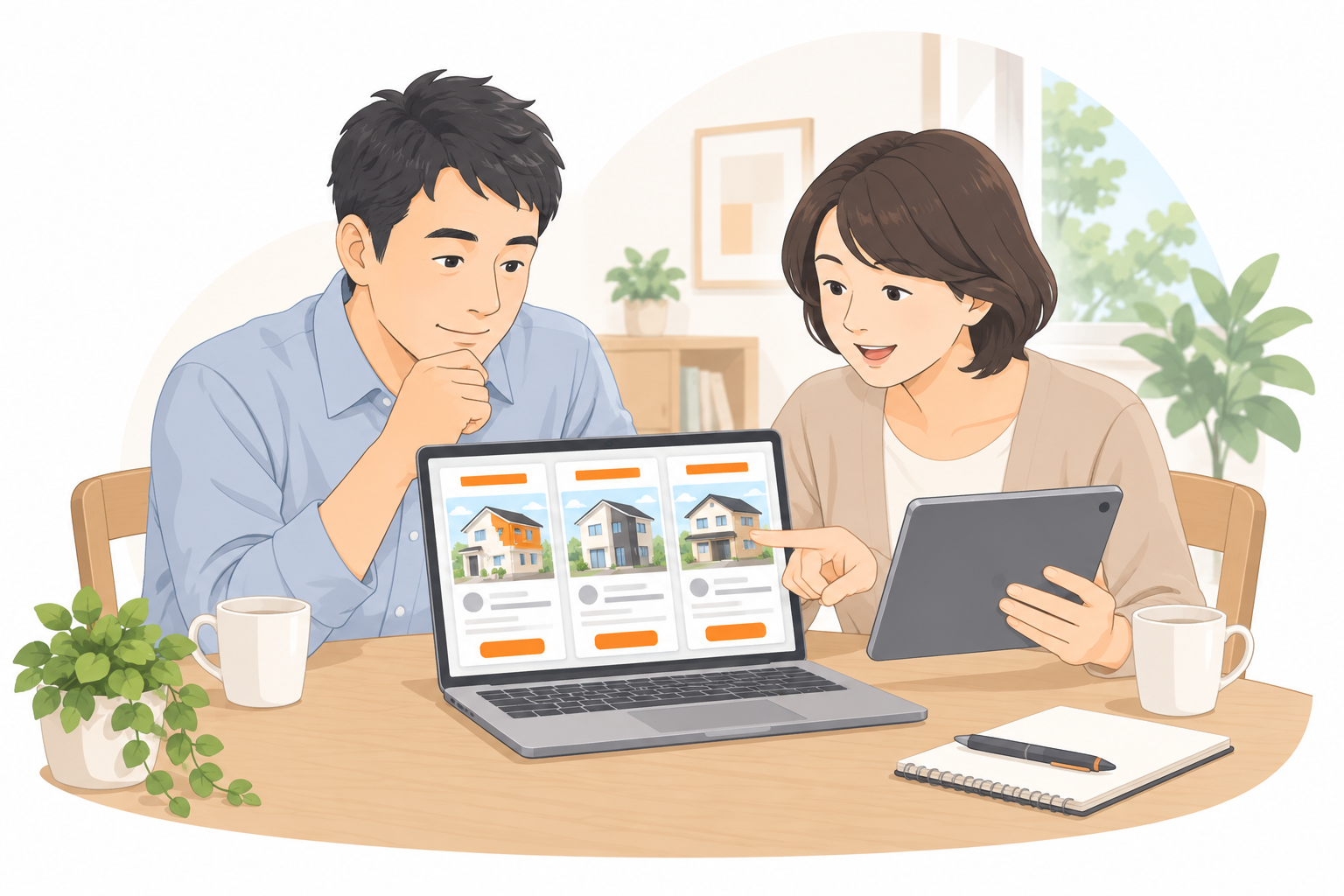 複数の塗装会社のホームページを見比べる施主